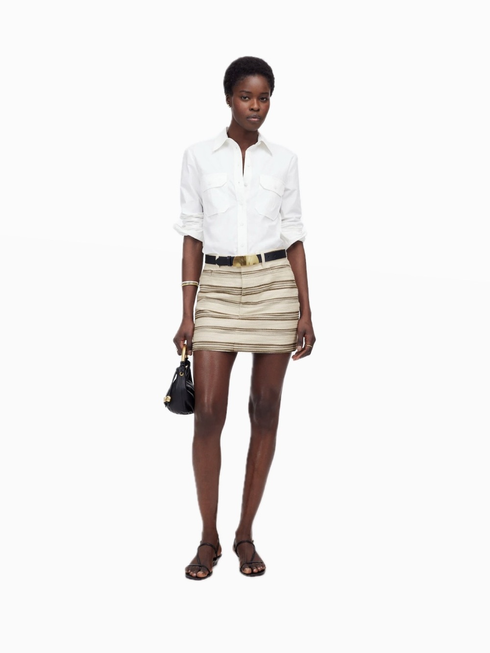 Madewell Beige Striped Mini Skirt